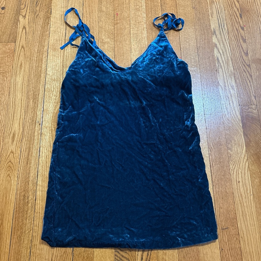 Gypsy Navy Blue Velvet Mini Slip Dress - Picture 4 of 4